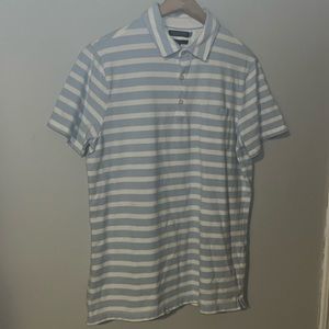 Bannna Republic Performance Pique Sky Blue Striped Casual Polo Collar Shirt